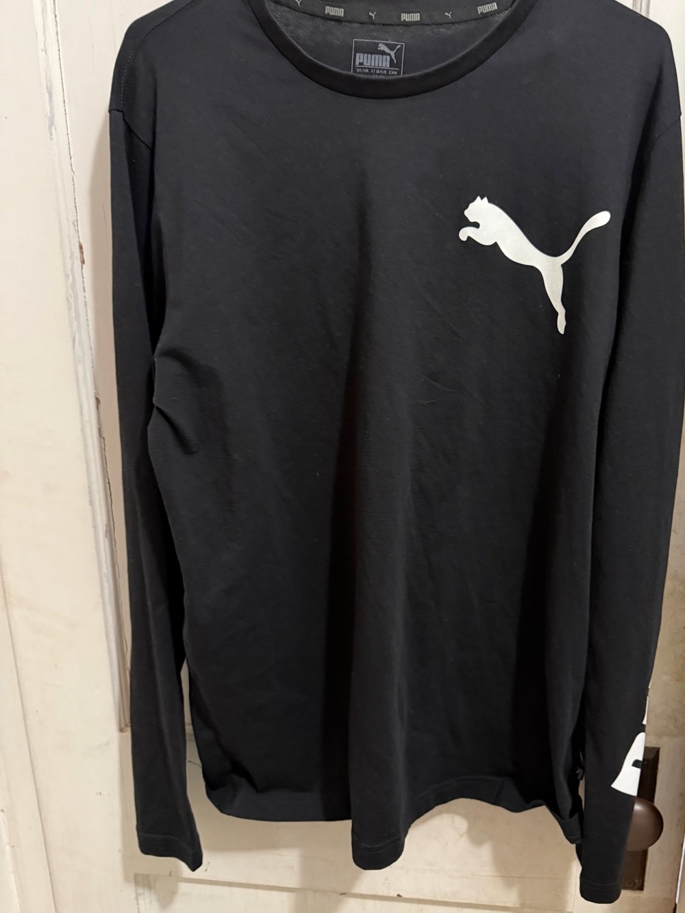 Puma Black Long Sleeve Shirt with White Jumping Cat